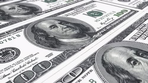 USA Dollars Flowing Background