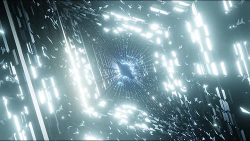 4K Neon Light Tunnel Futuristic Cyberpunk | Technology Motion Background Loop