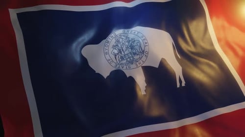 Wyoming State Flag Realistic Waving Loop Animation