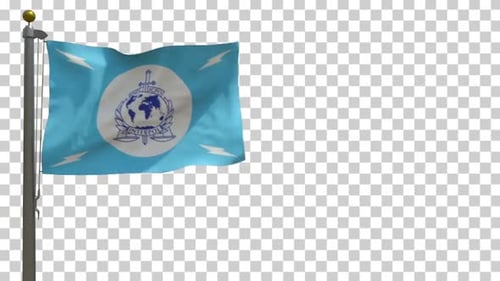 Drapeau d'Interpol sur mât avec canal Alpha - 4K