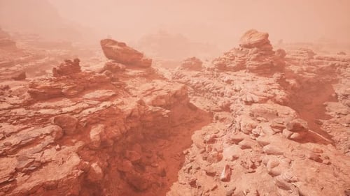 Aerial Grand Canyon in the Fog