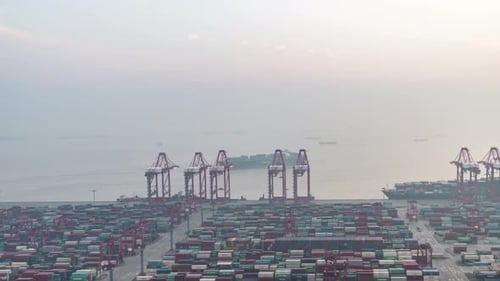 Timelapse of container terminal in Shanghai china