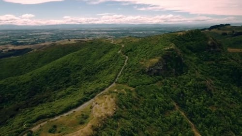 Estrada panorâmica acima de Christchurch, Nova Zelândia