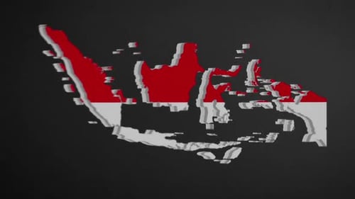 Grenzkarte Indonesien mit Flagge Intro