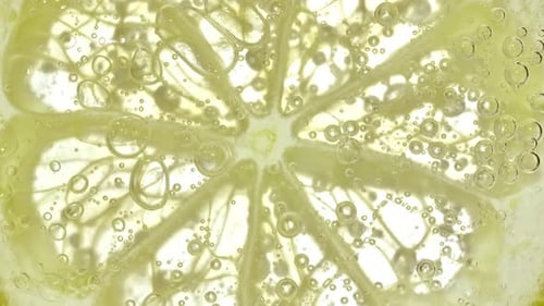 Close up of Lemon Slice with Bubbles
