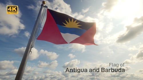 Antigua and Barbuda Flag Waving in Realistic Slow Motion