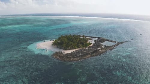Idyllic Tropical Island Beach with Turquoise Ocean Aerial View