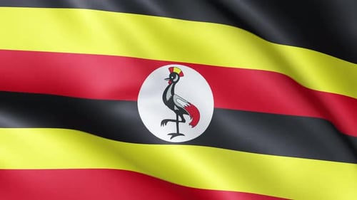 Uganda National Flag Waving in Slow Motion Seamless Loop