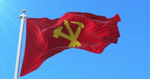 Seamless Loop of Workers' Party of Korea Flag Waving