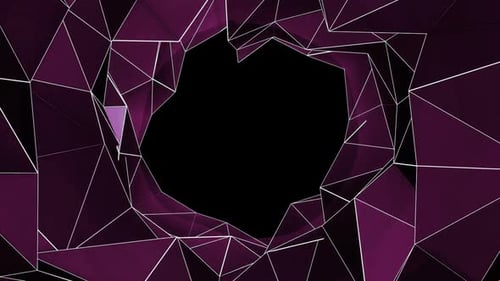 Polygon tunnel revealing glowing stars 4k