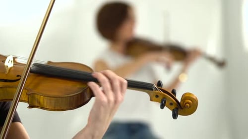 Violinist Plays Violin in the Studio