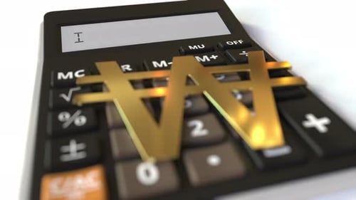 Won Currency Symbol on the Keys and INVEST Text on Calculator
