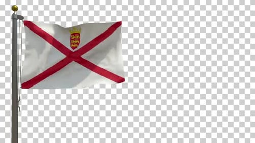 Waving Flag of Jersey with Alpha Channel