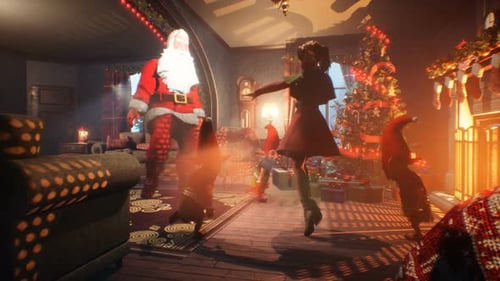 3D Christmas Animation with Santa Claus and Dancing Elves
