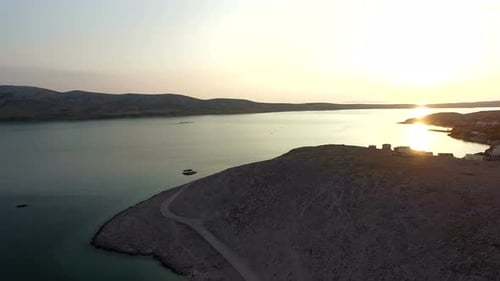 Peaceful dusk on Pag island, famous holiday destination in Croatia