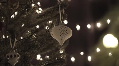 Festive Christmas Tree with Glowing Lights and Ornaments