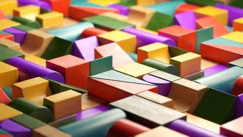 Dynamic Colorful Geometric Blocks Shifting Abstract Background