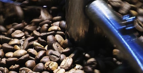 Coffee Beans Spinning in a Roasting Machine
