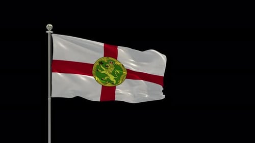 Alderney Flag Waving Seamlessly on Transparent Background