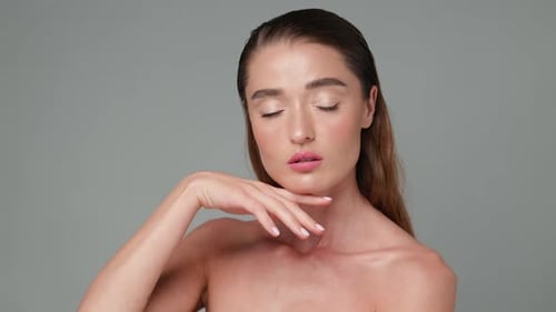 Beautiful Woman Posing Elegantly for Cosmetics Campaign