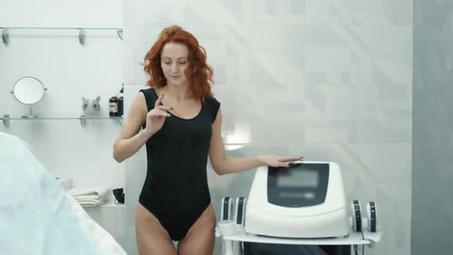 Stylish Woman Posing in Cosmetic Treatment Room