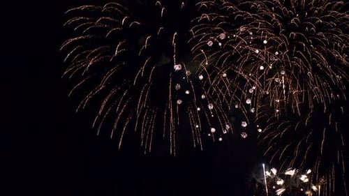 Buntes Feuerwerk bei Nacht auf Himmelshintergrund