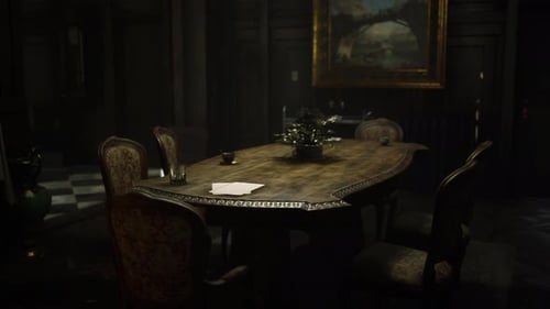 Elegant Ornate Dining Room Table with Camera Rotation and Zoom