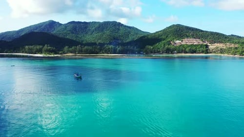 Aerial nature of beautiful sea view beach adventure by blue sea and white sand background of journey