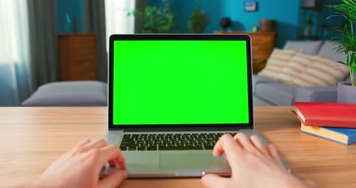 Close Up of Male Hand is Using Laptop Touch Pad