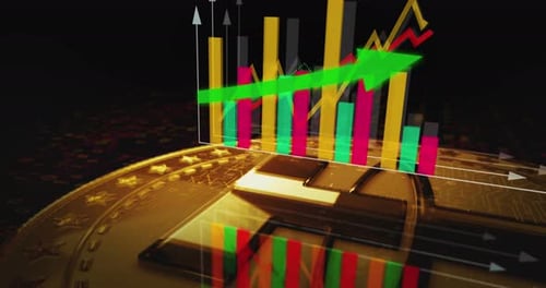 Tether USDT stablecoin cryptocurrency golden rotating coin on chart