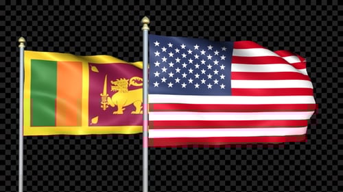 Realistic Waving Flags of Sri Lanka and United States