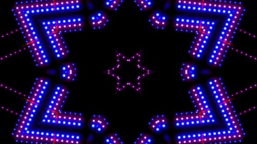 Abstract Symmetrical Neon Light Pattern Kaleidoscope Background Loop