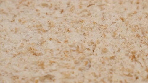 Toast bread whole grain baked surface close-up slow tilt 4K 2160p 30fps UltraHD footage - Texture of