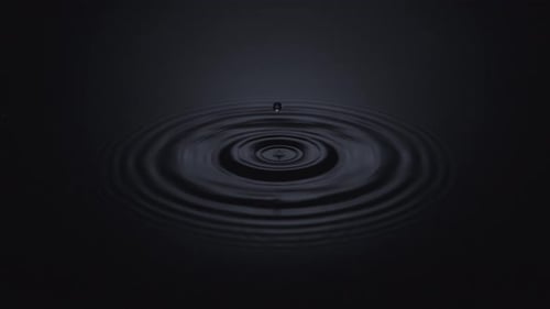 Water Drop Creates Ripples on Dark Surface