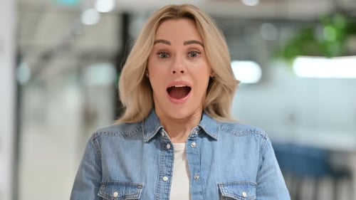 Woman Reacts with Excited, Surprised Expressions