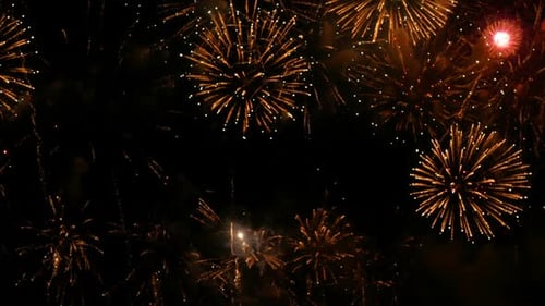 Brilliant Golden Fireworks Bursting in the Night Sky