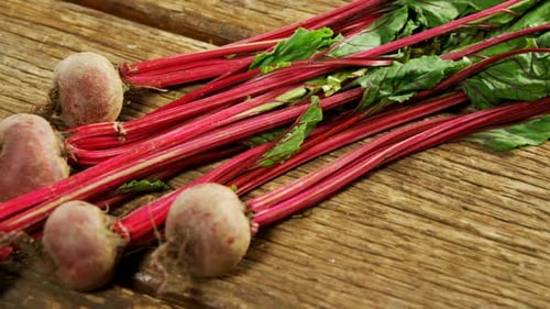 Close-up of kohlrabi on wooden table