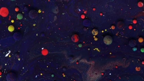 Fondo profundo en movimiento que consiste en bolas de color azul oscuro que se mueven de manera caótica