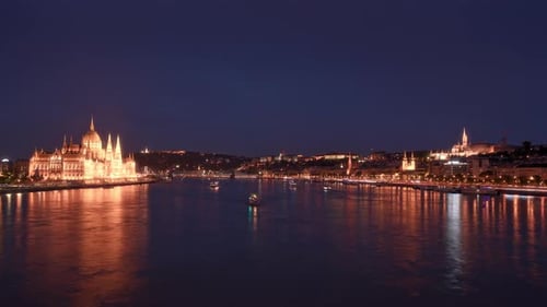 Budapest city skyline at night,timelapse