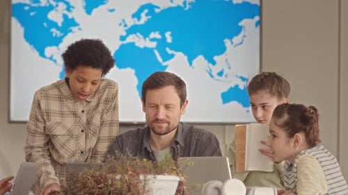 School Children at Geography Lesson