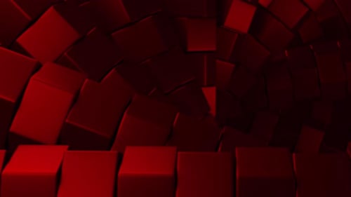 Abstract Red Cubes Tunnel Animation Loop