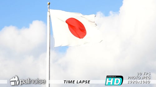 Flag of Japan waving in the Wind