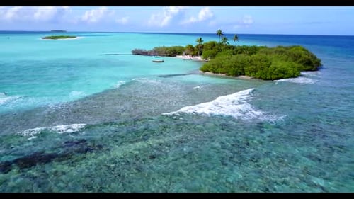 Aerial top view landscape of marine bay beach lifestyle by aqua blue sea and bright sand background
