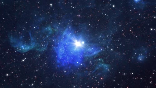 Bright Star in Nebula with Space Travel Animation