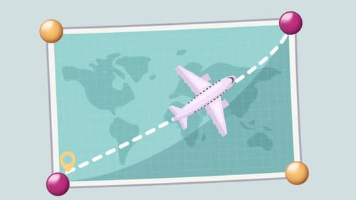 Animated Airplane Travel Route on World Map
