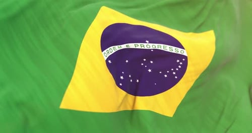 Realistic Brazilian Flag Waving Seamlessly Loop