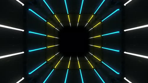 Abstract Neon Glowing Light Tunnel Loop Background