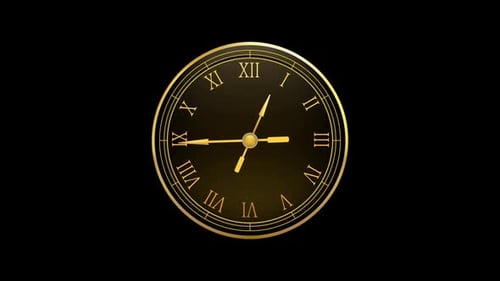 Animated Gold Clock with Rapidly Moving Hands