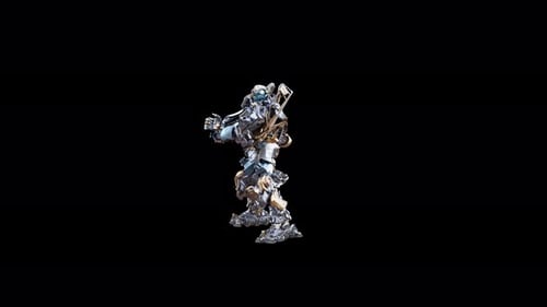 Energetic 3D Robot Performing Dynamic Dance Moves on Black Background