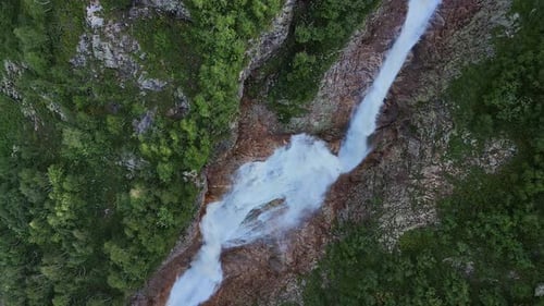 Taimazi Waterfalls Flowing Down From the Slope of Taimazi Mountain